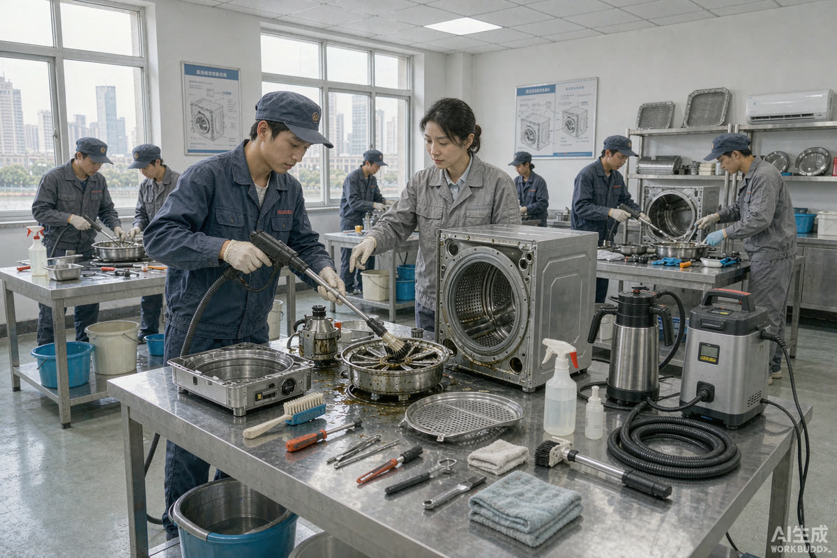 家电清洗培训课堂实拍场景（示意图）